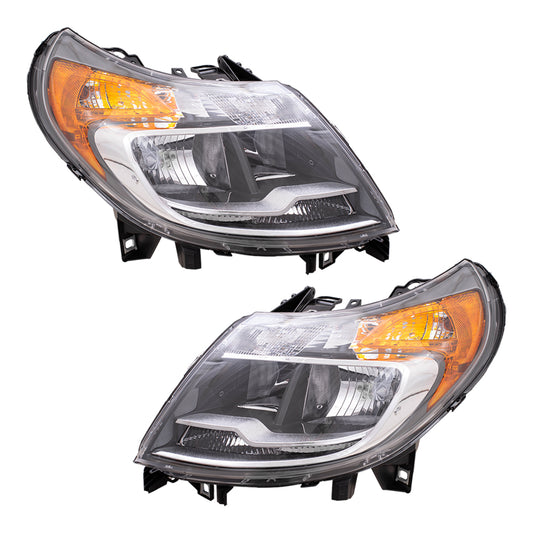 Brock Replacement Set Driver and Passenger Halogen Headlights with Daytime Running Lights Compatible with 2014-2020 Promaster Van