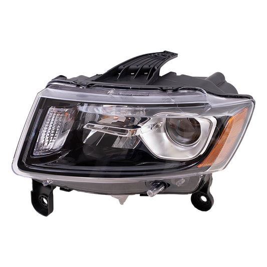 Brock Aftermarket Replacement Driver Left Halogen Combination Headlight Assembly With Black Bezel