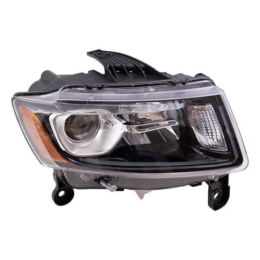 Brock Aftermarket Replacement Passenger Right Halogen Combination Headlight Assembly With Black Bezel