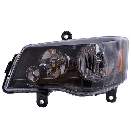 Brock Aftermarket Replacement Driver Left Halogen Combination Headlight Assembly With Black Bezel Compatible With 2014-2020 Dodge Grand Caravan