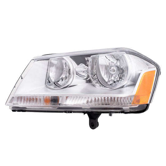 Brock Replacement Driver Halogen Headlight with Chrome Bezel Compatible with 2008-2014 Avenger 5116203AE