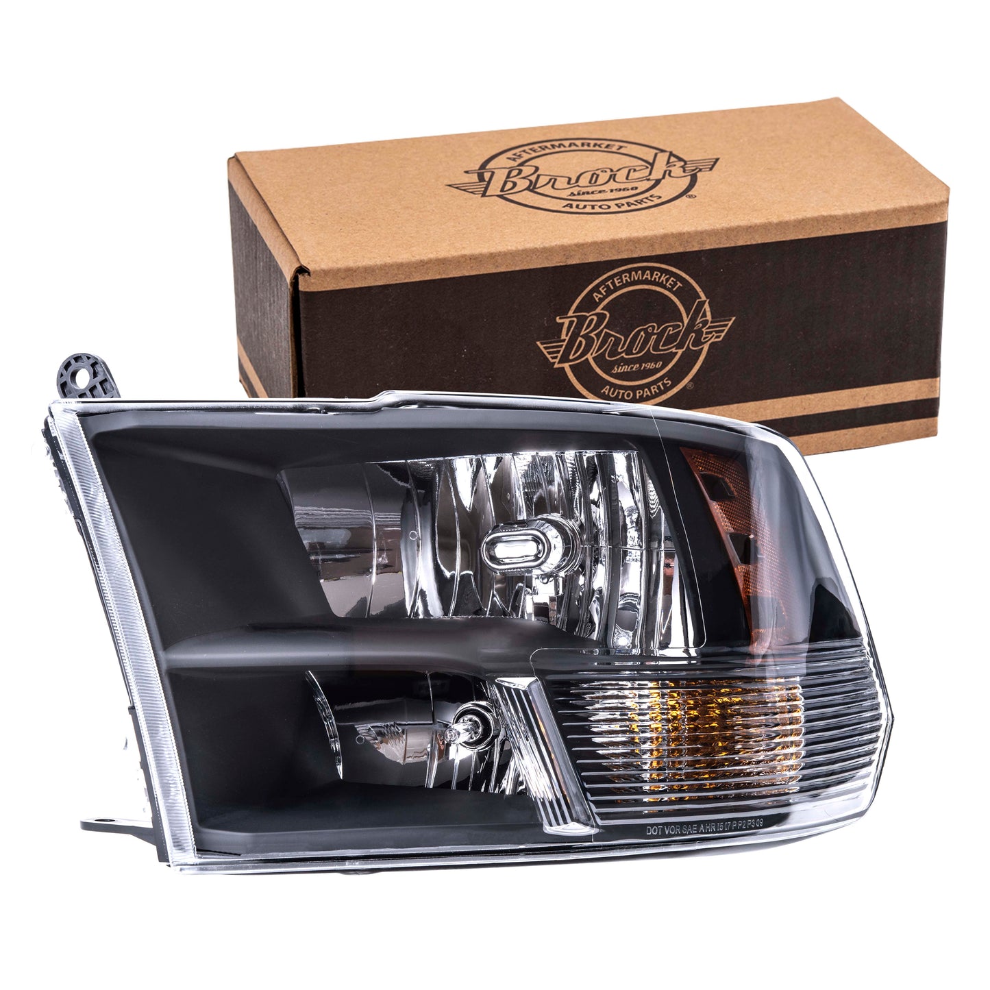 Brock 2221-0139L Driver Left Halogen Headlight With Black Bezel Compatible With 2013-2018 RAM Pickup 2019-2023 RAM 1500 Classic