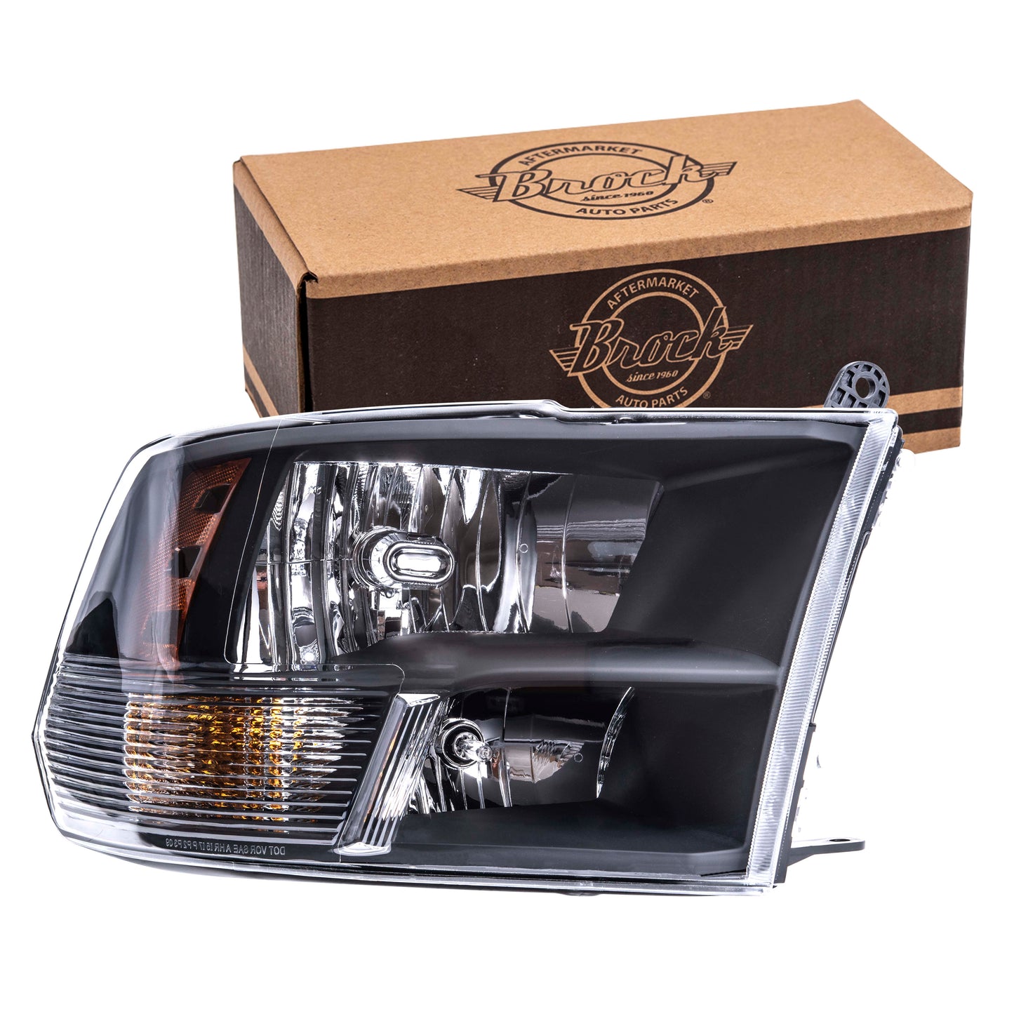 Brock 2221-0139R Passenger Right Halogen Headlight With Black Bezel Compatible With 2013-2018 RAM Pickup 2019-2023 RAM 1500 Classic