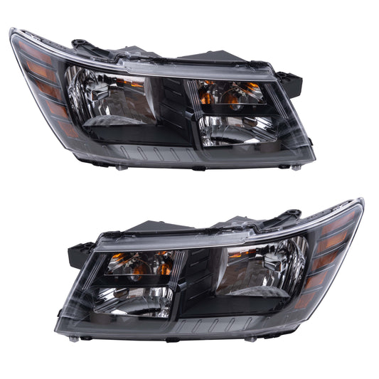 Brock 2221-0149LR Driver Left Passenger Right Halogen Combination Headlight Assembly Set Compatible with 2014-2020 Dodge Journey