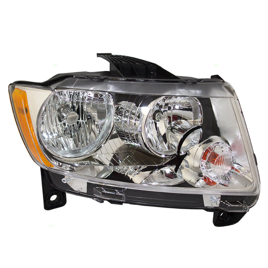 Brock Replacement Passenger Halogen Combination Headlight Compatible with 2011-2013 Grand Cherokee 55079378AF