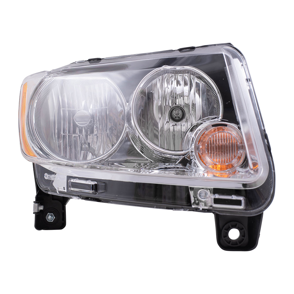 Brock Replacement Passenger Halogen Headlight Chrome Bezel Type Compatible with 2011-2013 Compass