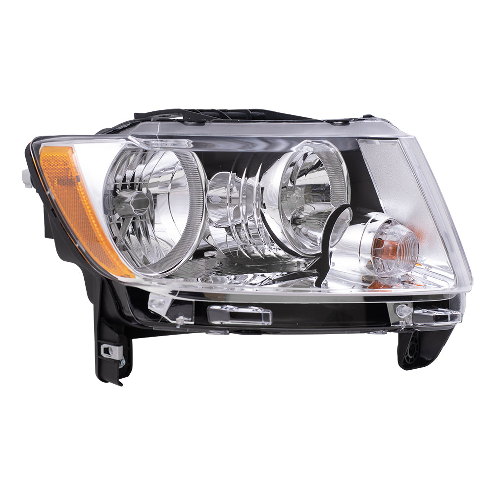 Brock Replacement Passenger Halogen Headlight Chrome Bezel Type Compatible with 2011-2013 Compass