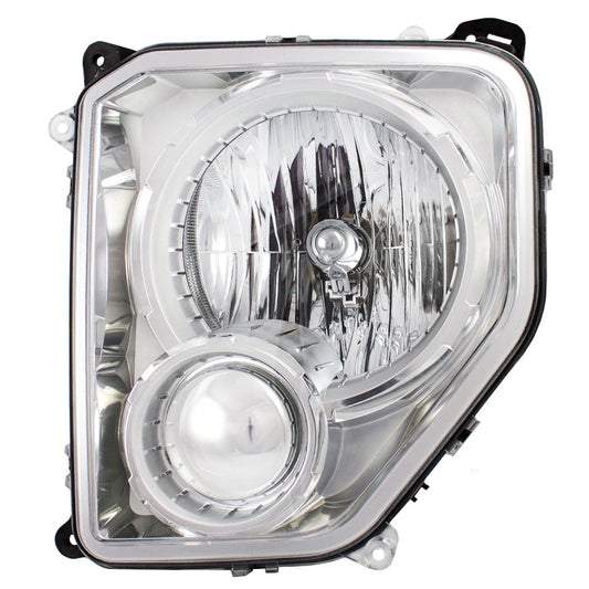 Brock Aftermarket Replacement Driver Side Left Halogen Combination Headlight Assembly With Chrome Bezel Without Fog Light Compatible With 2008-2012 Jeep Liberty