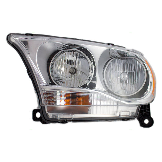 Brock Replacement Driver Halogen Headlight with Chrome Bezel Compatible with 2011-2013 Durango 55079367AC