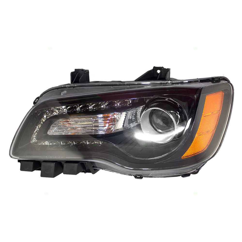 Brock Replacement Driver Halogen Headlight with Black Bezel Compatible with 2011-2014 300 68085417AF