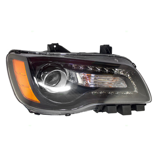 Brock Replacement Passenger Halogen Headlight with Black Bezel Compatible with 2011-2014 300 68085416AF