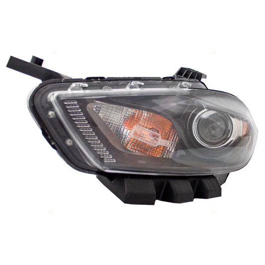 Brock Replacement Driver Halogen Headlight Lens with Black Trim Compatible with 2013-2014 Dart 68085141AH