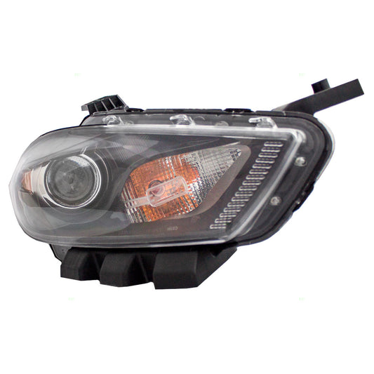 Brock Replacement Passenger Halogen Headlight Lens with Black Trim Compatible with 2013-2014 Dart 68085140AG