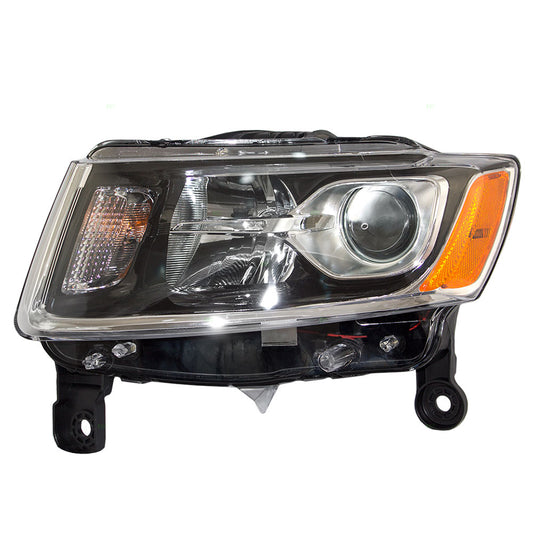 Brock Aftermarket Replacement Driver Left Halogen Combination Headlight Assembly With Chrome Bezel