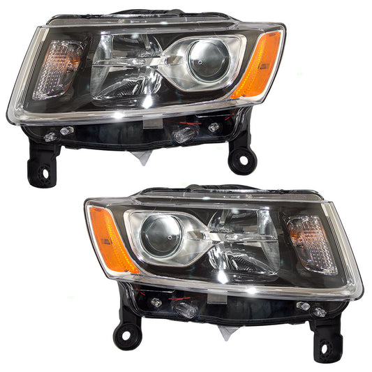 Brock Aftermarket Replacement Driver Left Passenger Right Halogen Combination Headlight Assembly With Chrome Bezel