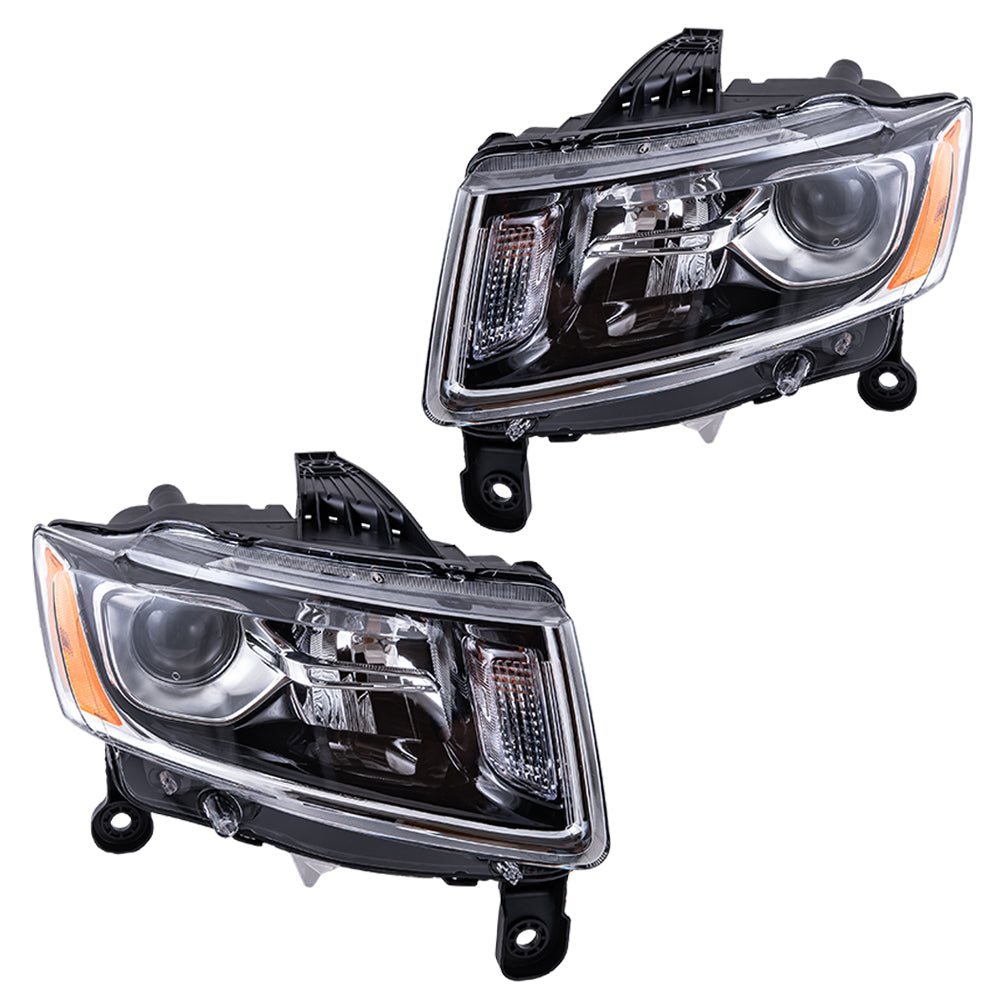 Brock 2221-0217LR-CAPA Driver Left Passenger Right Halogen Combination Headlight Assembly Set Compatible with 2014-2026 Jeep Grand Cherokee