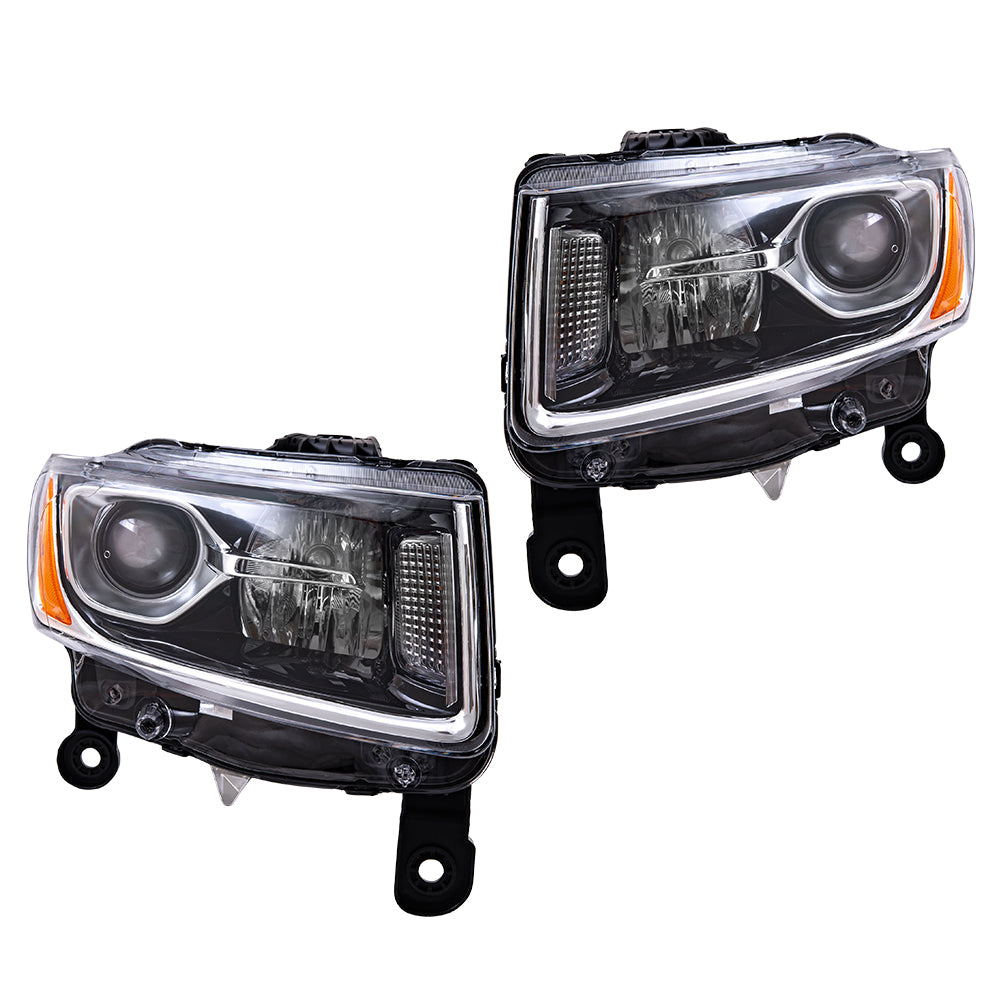 Brock 2221-0217LR-CAPA Driver Left Passenger Right Halogen Combination Headlight Assembly Set Compatible with 2014-2026 Jeep Grand Cherokee