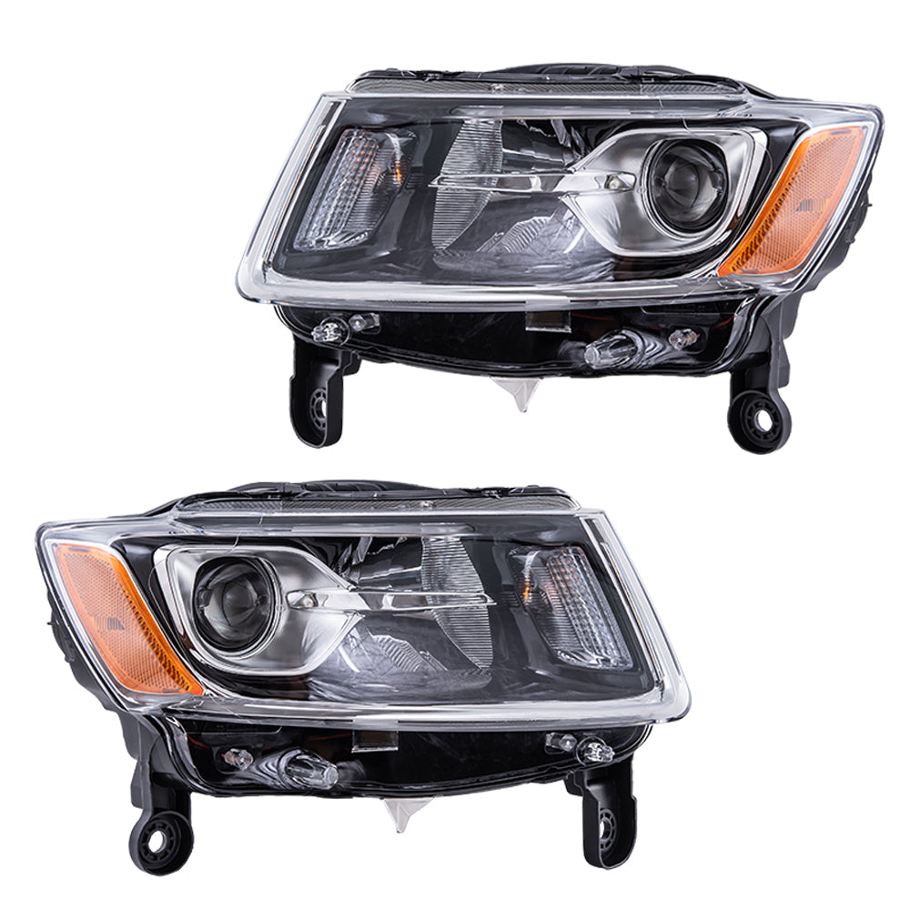 Brock 2221-0217LR-CAPA Driver Left Passenger Right Halogen Combination Headlight Assembly Set Compatible with 2014-2026 Jeep Grand Cherokee