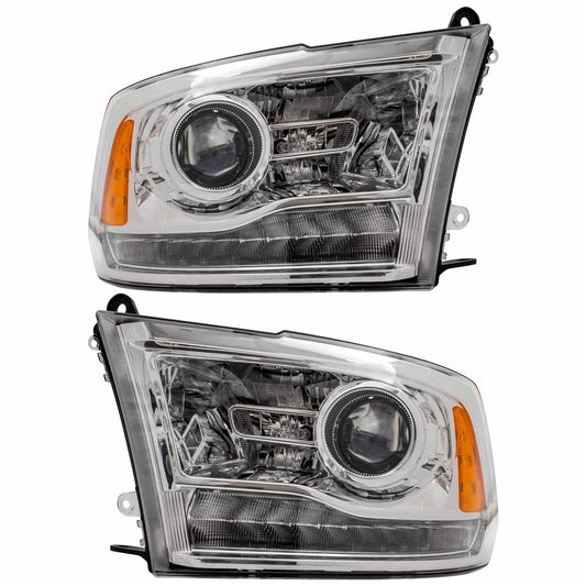 Brock Replacement Set Driver and Passenger Halogen Headlight Project Type Compatible with 2013-2015 Pickup Truck 68093217AD 68093216AD