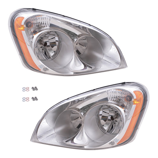 Brock Replacement Drivers and Passengers Side Halogen Headlights Compatible with 2008-2017 Cascadia