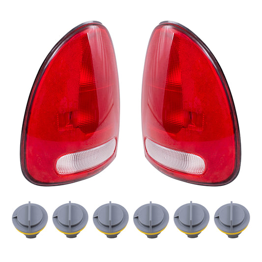 Brock Replacement Tail Lights W/Circuit Board & Tail Light Bulb Sockets W/O Bulbs 8 Piece Set Compatible with 96-00 Town & Country/Caravan/Grand Caravan/Voyager/Grand Voyager 98-03 Durango