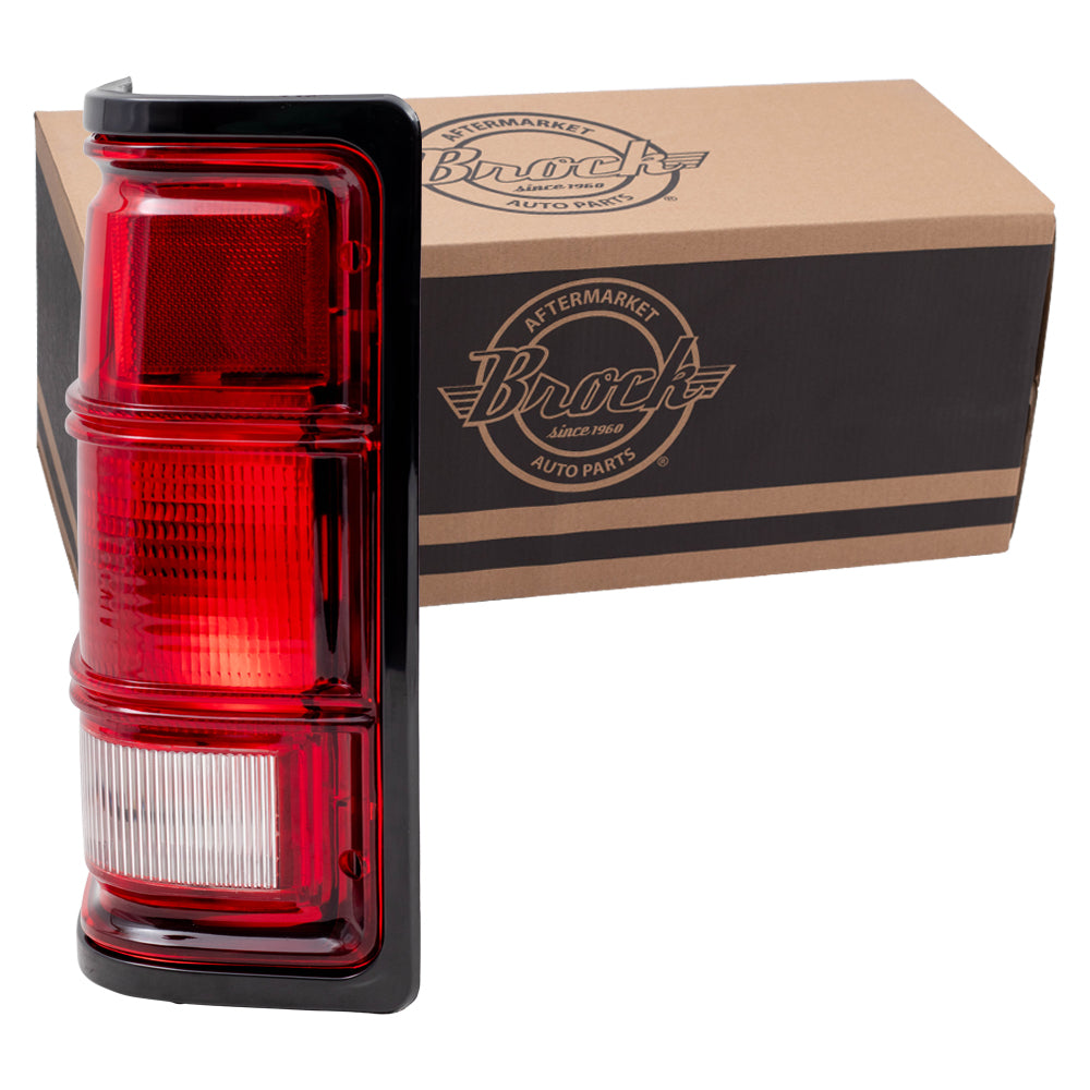 Brock Replacement Driver Taillight with Black Bezel Compatible with 1981-1993 Pickup Truck 55076439