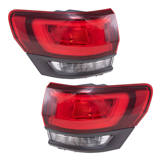 Brock Replacement Driver and Passenger Side Tail Light Assembly with Granite Bezel without Platinum Insert Body Mounted Set Compatible with 14-20 Grand Cherokee