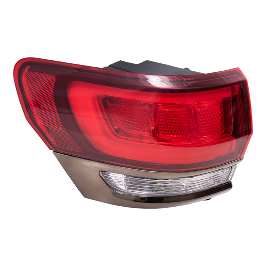 Brock Replacement Driver Side Tail Light Assembly with Silver Bezel without Platinum Insert Body Mounted Compatible with 14-20 Grand Cherokee