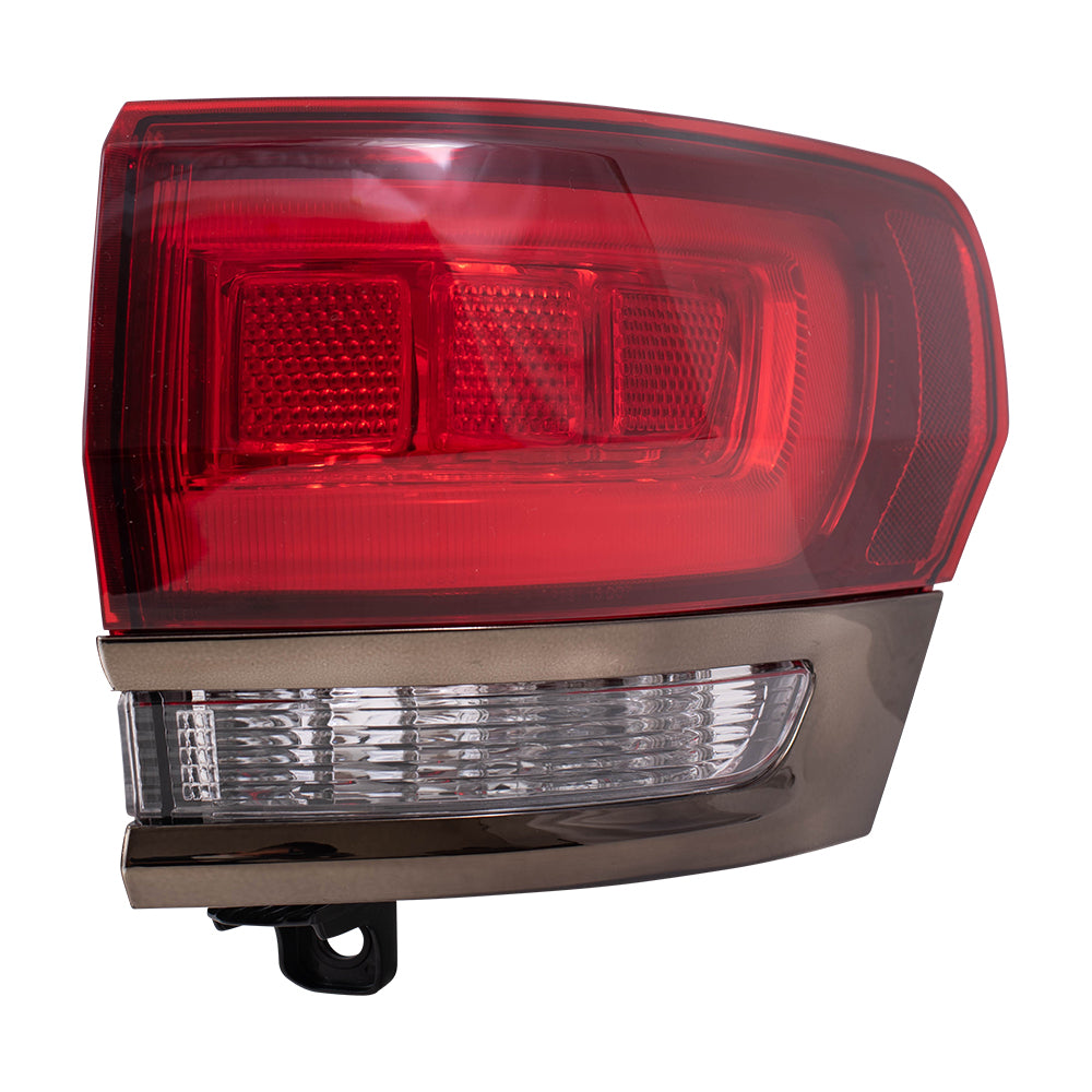 Brock Replacement Driver and Passenger Side Tail Light Assemblies with Silver Bezel without Platinum Insert Body Mounted Set Compatible with 14-20 Grand Cherokee