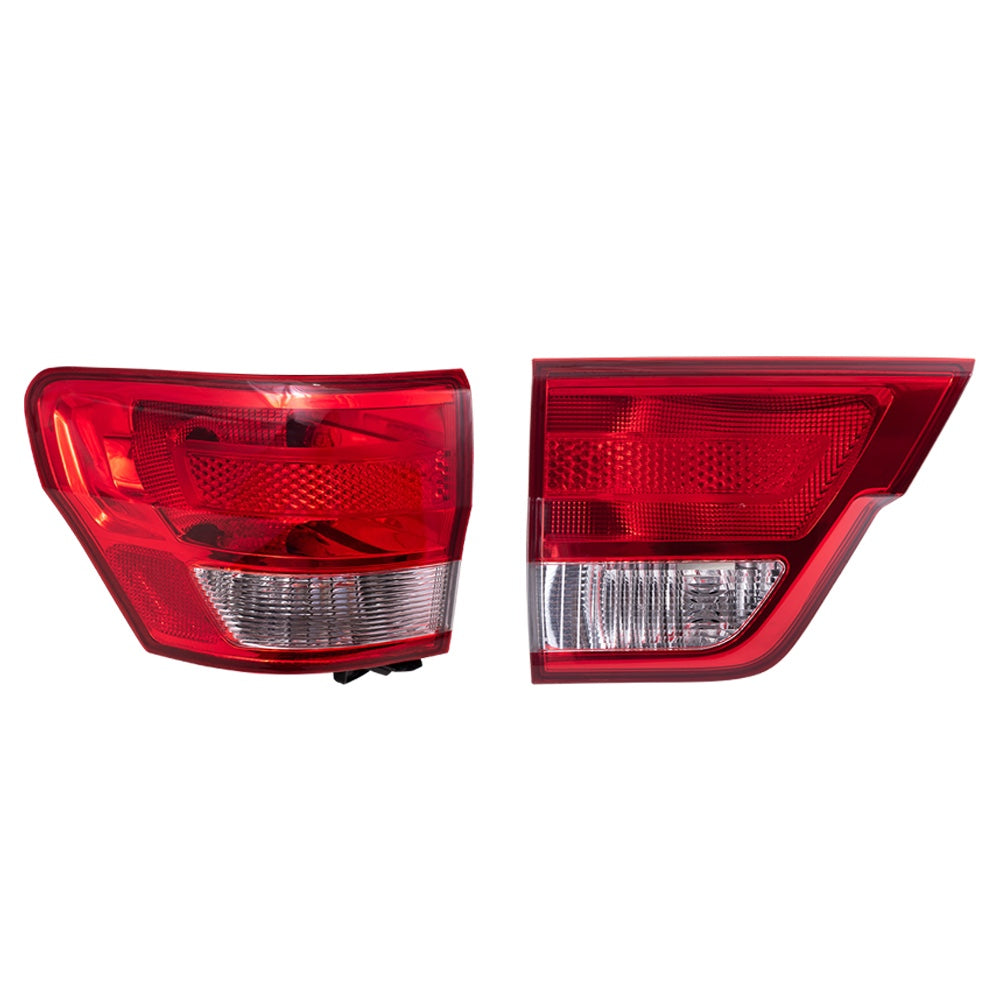 Brock 2222-0091LC2 Aftermarket Replacement Driver Left Combination Tail Light Body And Liftgate Mounted 2 Piece Set Compatible With 2011-2013 Jeep Grand Cherokee