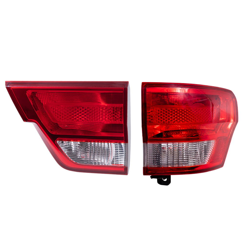 Brock 2222-0091RC2 Aftermarket Replacement Passenger Right Combination Tail Light Assembly Body And Liftgate Mounted 2 Piece Set Compatible With 2011-2013 Jeep Grand Cherokee