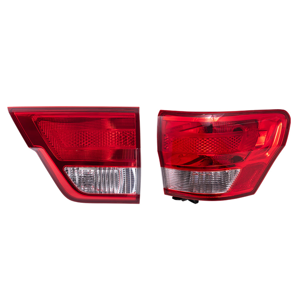 Brock 2222-0091RC2 Aftermarket Replacement Passenger Right Combination Tail Light Assembly Body And Liftgate Mounted 2 Piece Set Compatible With 2011-2013 Jeep Grand Cherokee