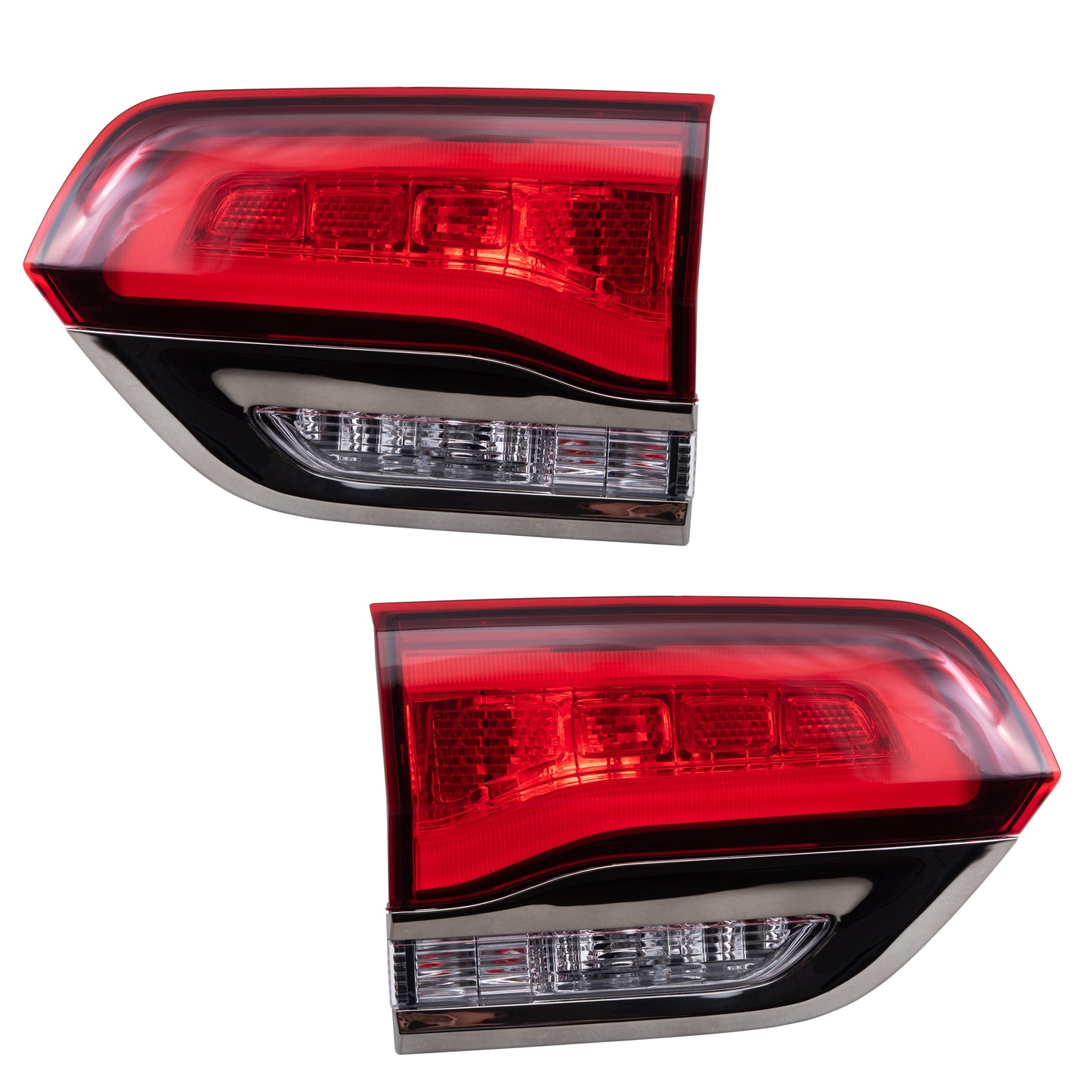 Brock 2222-0095LR Driver Left Passenger Right Liftgate Mounted Tail Light Silver Bezel Without Platinum Insert Set Compatible with 14-22 Jeep Grand Cherokee WK Altitude/Laredo/Limited/Overland/Summit