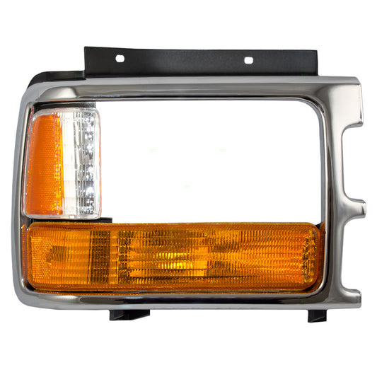 Brock Replacement Passenger Park Signal Side Marker Light Chrome Bezel Compatible with 1991-1996 Dakota with Aero Package 56003350