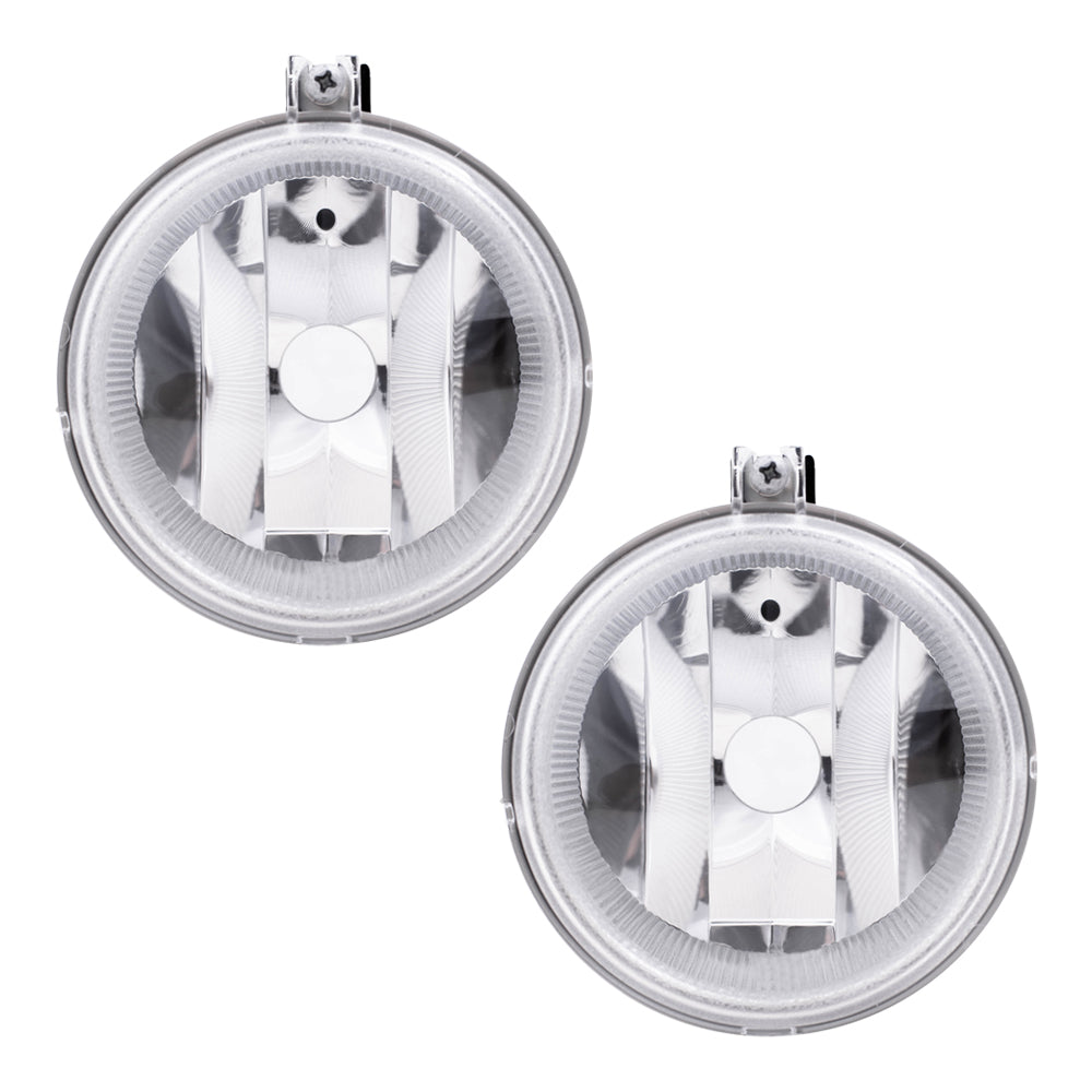 Brock Replacement Pair Set Fog Lights Compatible with 2010 Town & Country Sebring Grand Caravan Avenger Charger Compass Patriot 5182025AA