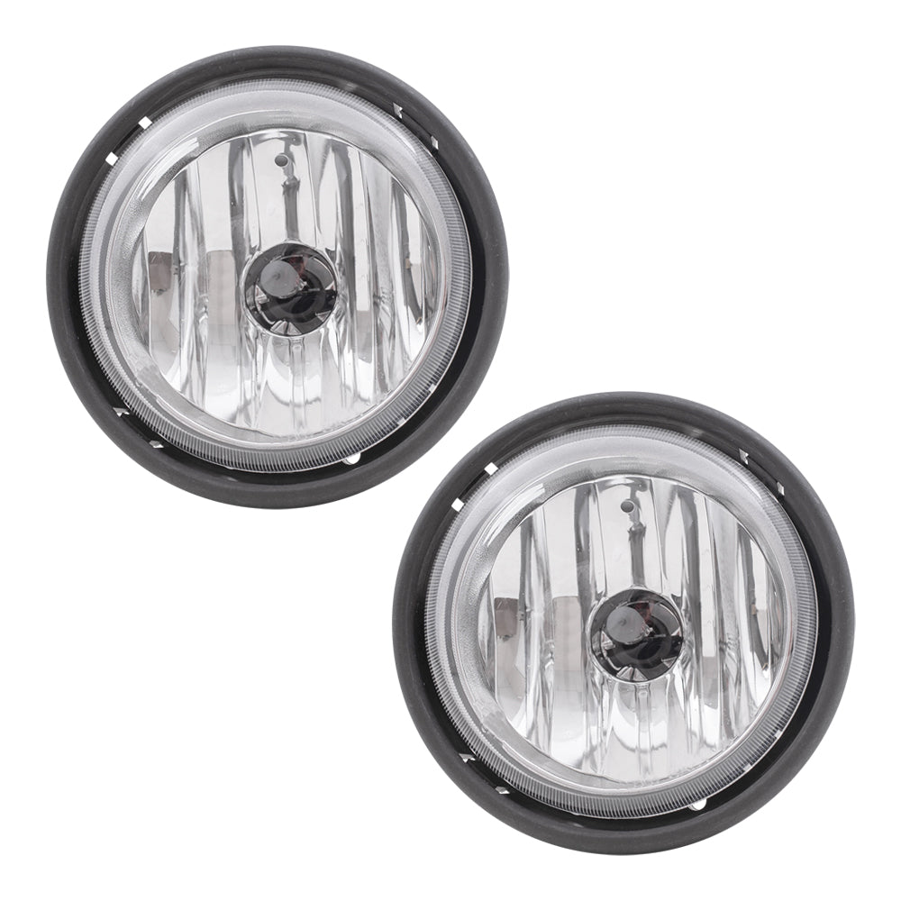 Brock Replacement Halogen Fog Lights Set w/ Clear Lenses Compatible with 2001-2010 Columbia A06-75742-000