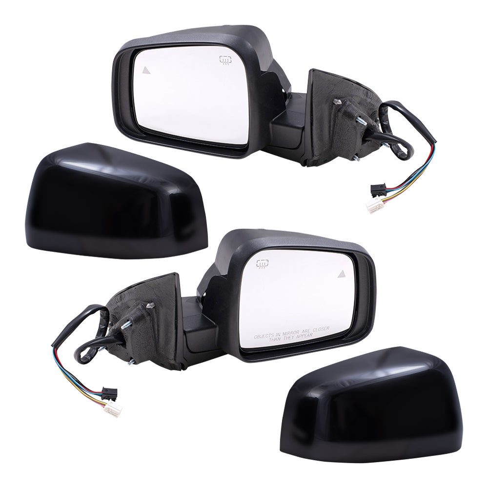 Brock Replacement Driver & Passenger Power Mirror Paint to Match Black with Heat-Signal-Memory-Blind Spot Detection without Auto Dim Set Compatible with 2012-2020 Dodge Durango