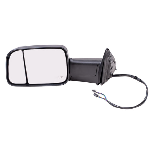 Brock Replacement Driver Side Power Tow Mirror Textured Black with Heat Power Folding Memory Signal & Puddle Light Compatible with 2015-2018 Ram 2500/3500