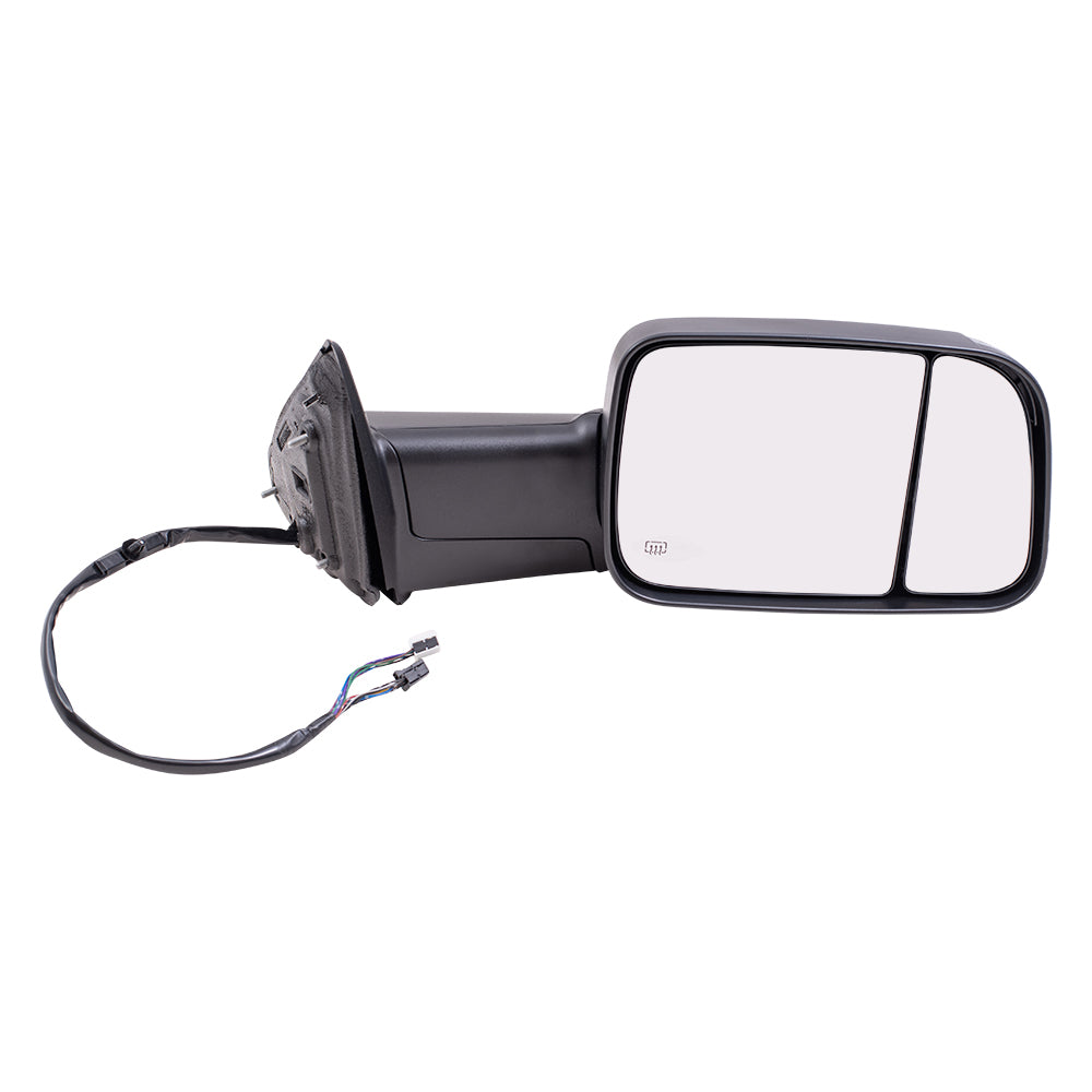 Brock Replacement Passenger Side Power Tow Mirror Textured Black with Heat Power Folding Memory Signal & Puddle Light Compatible with 2015-2018 Ram 2500/3500