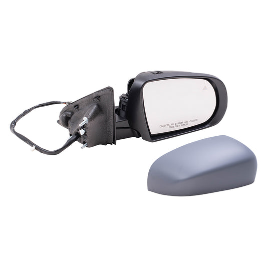 Brock Aftermarket Replacement Passenger Right Power Mirror with Paint to Match Gray Cover-Chrome Base-Heat-Signal-Blind Spot Detection Compatible with 2017-2021 Jeep Compass