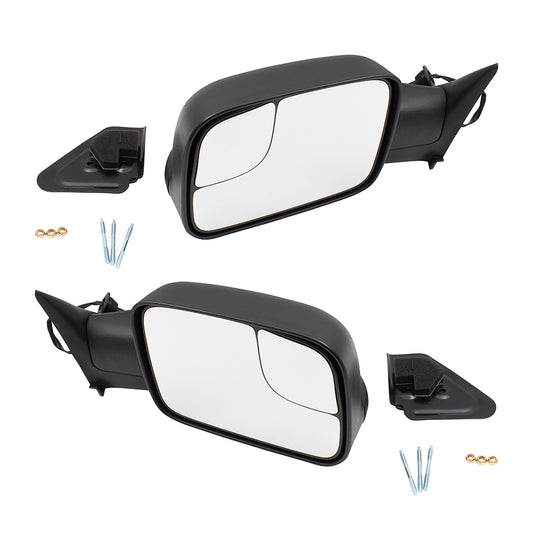 Brock Pair Set Performance Upgrade Power Side View Tow Mirrors Orignal Arm Design 7x10 Flip-Up Textured w/ Mounting Bracket 94-97 Dodge Ram Pickup Truck Replaces 55074917 55076613 55076519 55076612