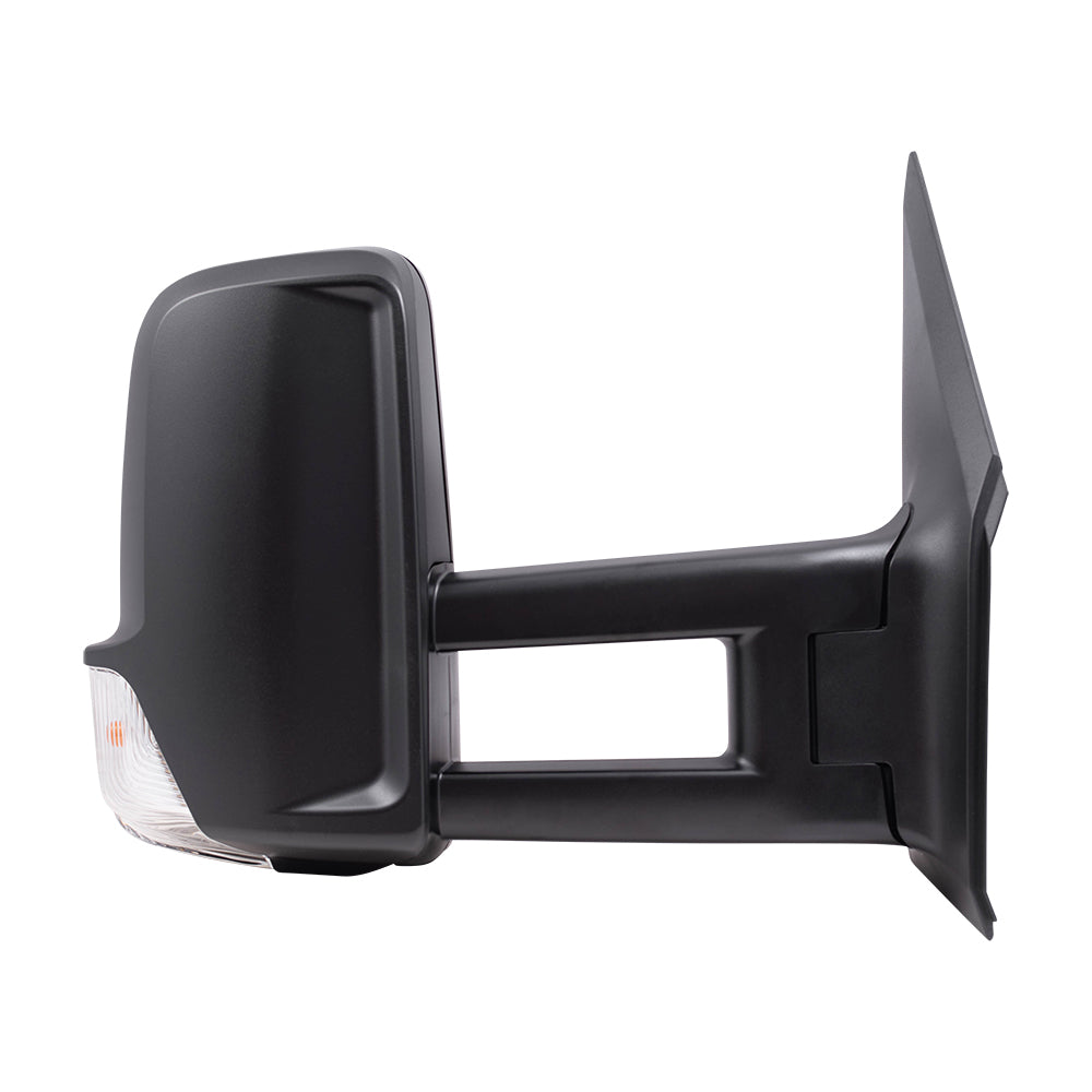 Brock Replacement Driver and Passenger Side Extended Type Manual Mirrors Textured Black with Signal without Heat Compatible with 2006-2018 Sprinter