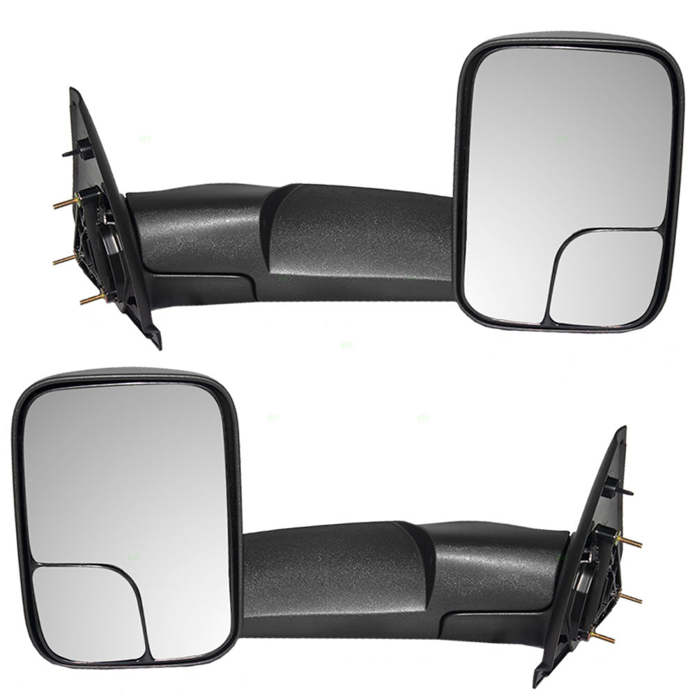 Brock Replacement Driver and Passenger Manual Side Tow Mirrors 7x10 Flip-Up Textured Compatible with 02-08 Pickup Truck 55077493AN 55077492AN