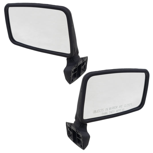 Pair Set Manual Side Mirrors Hard Door Mounted Textured Replacement for Jeep SUV Pickup Truck 55027207 55027208