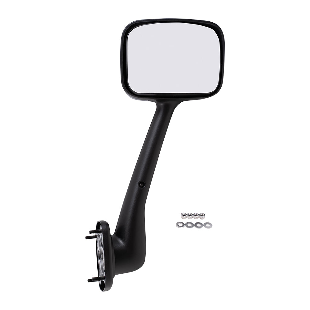 Brock Replacement Passenger Side Manual Mirror Paint to Match Black with Chrome Cover Hood Mount Compatible with 2008-2017 Freightliner Cascadia