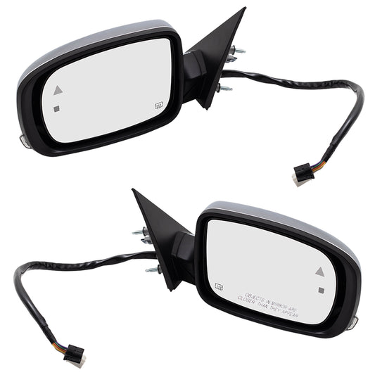 Replacement Pair Set Power Side View Chrome Mirrors Heated Signal Puddle Lamp Memory Compatible with 2011-2019 300 57010421AJ 57010420AJ