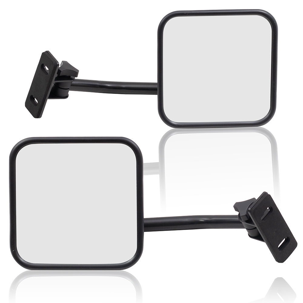 Replacement Pair Set Quick Release Mirrors w/ Adjustable Arms Relocation Off Road Rough Trail Compatible with 1976-1986 CJ7 CJ8 1987-1995 Wrangler 1997-2017 Wrangler 2018 Wrangler JK