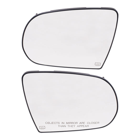 Brock Replacement Driver and Passenger Side Mirror Glass and Base with Heat without Blind Spot Detection or Memory Compatible with 2014-2021 Cherokee