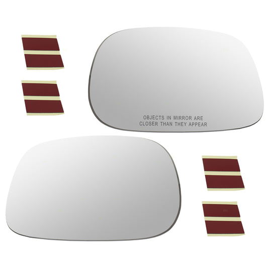 Brock Replacement Pair Set Side View Mirror Glass w/ Adhesive Strips compatible with Pickup Truck 5086217AA 5161008AA