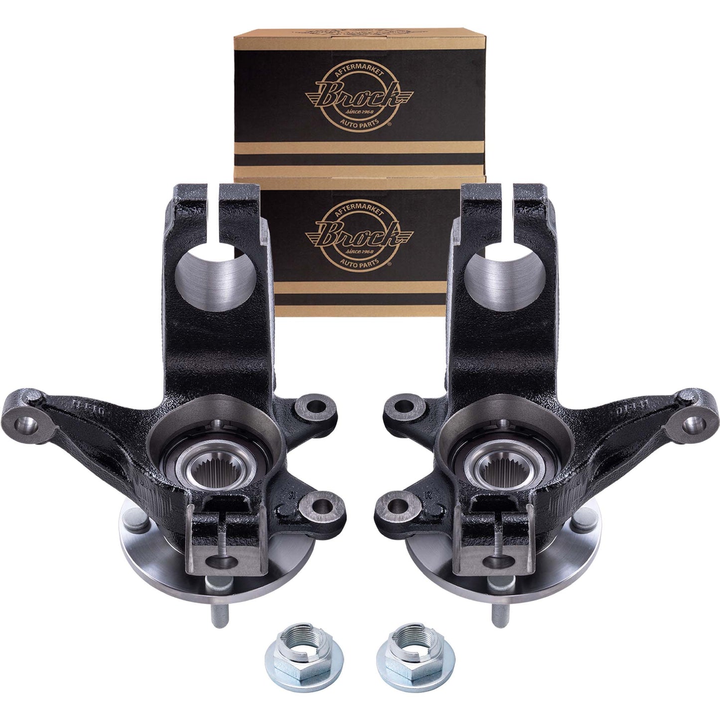 Brock Aftermarket Replacement Front Driver Left Passenger Right Loaded Steering Knuckle Assembly Set Compatible with 2006-2011 Ford Focus